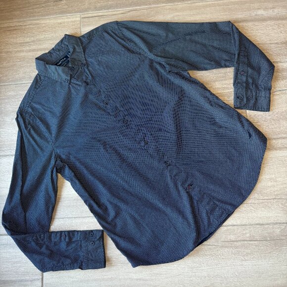 Nautica Slim Fit Men's Navy Dotted Long Sleeve Button Down - Medium - Picture 1 of 10